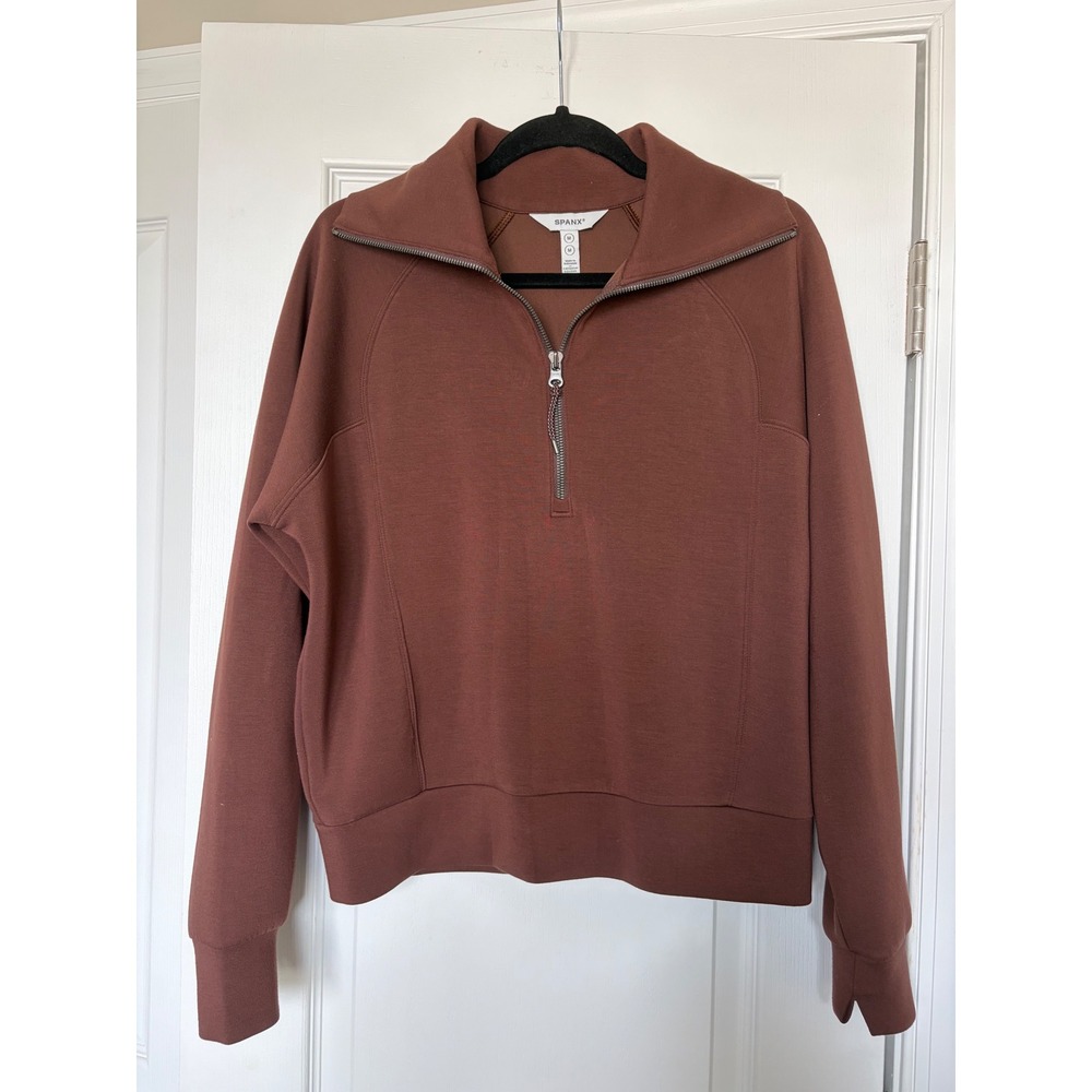 Spanx AirEssentials Half Zip Pullover Brown Terracotta Size Medium GLPSPL1DWJ